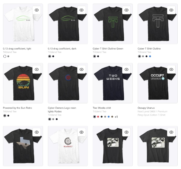 Screenshot of Shirts